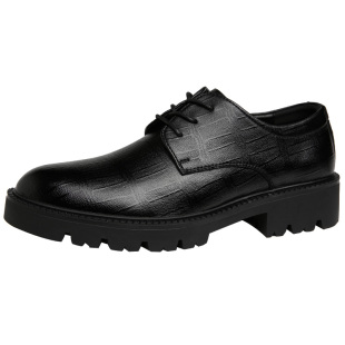 冬季厚底皮鞋男真皮男士英伦风商务休闲黑内增高潮流男款透气男鞋