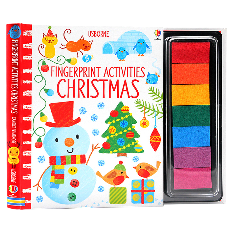 圣诞主题手指印画活动书 英文原版绘本 Fingerprint Activities Christmas 圣诞礼物书 创意绘画DIY 亲子互动手指画册 儿童活动书