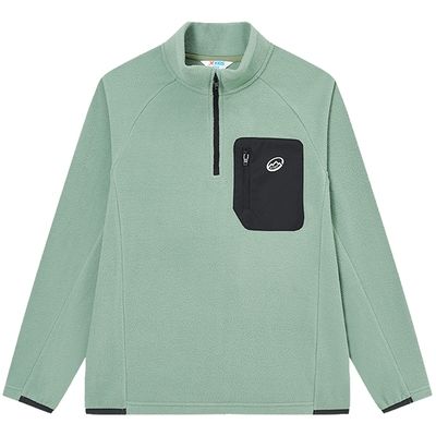 特步儿童2025秋冬款半开襟卫衣男童立领套头衫大童户外摇粒绒上衣