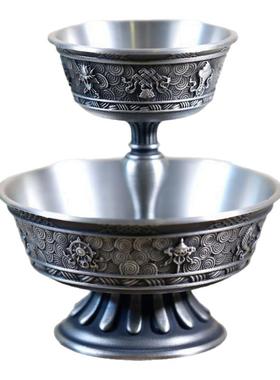 纯锡八吉祥护法杯藏式护法杯摆件