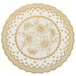 欧式烫金色PVC西餐桌布杯垫花瓶碗托盘KTV镂空防烫隔热茶几垫