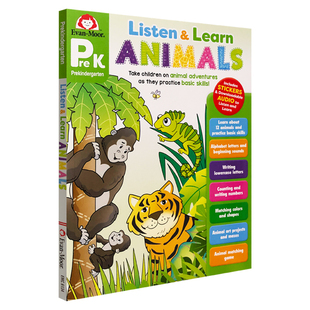 Evan-Moor Listen&Learn Animals听故事学英语动物科普套装美国原版进口教辅evanmoor幼儿园数学阅读视觉发音少儿英语启蒙含音频