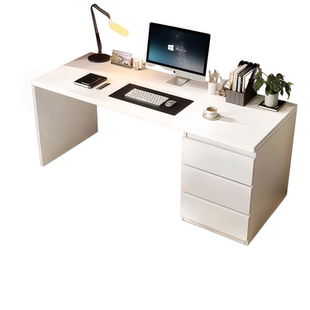 实木书桌斗柜一体家用意式极简电脑桌现代卧室带抽屉学习桌办公桌
