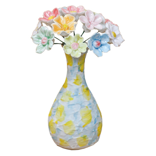 创意景德马卡龙色花瓶手工陶瓷花束摆件装饰成品礼物套装桌面花器