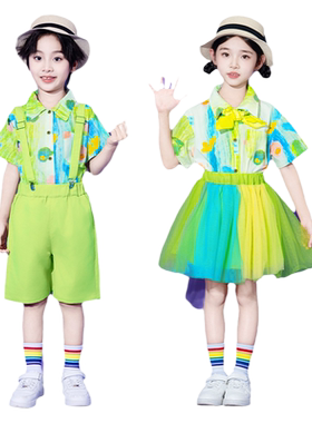 男女童六一啦啦队表演服装蓬蓬裙