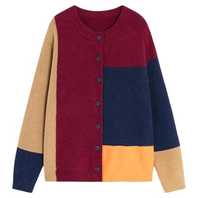 AR艺术拼色半边绒可外穿家居服2026新款秋冬保暖开衫睡衣套装睡裤