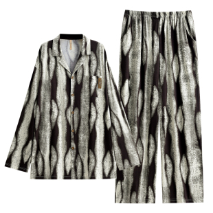 家乐芬睡衣男士夏款夏季莫代尔长袖家居服春秋款秋季薄款冰丝套装