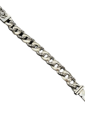 泰银宝剑吊坠宽版十字花古巴手链