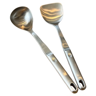 卓德铭18/10不锈钢匠心炒菜铲子加厚手柄拉丝工艺炒勺锅铲钢铲