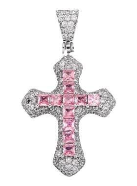 欧美天然锆石十字架项链麻花链