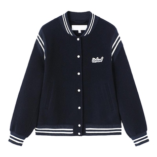 URLAZH有兰冬季新款复古学院风棒球服羊毛呢短款休闲大衣外套女