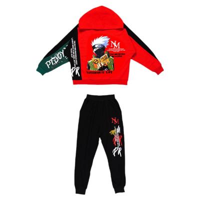 男童套装卫衣红色加绒冬装春秋帅