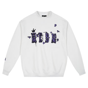 MEDM 涂鸦印花logo休闲圆领卫衣秋冬季美式街头撞色加绒情侣上衣