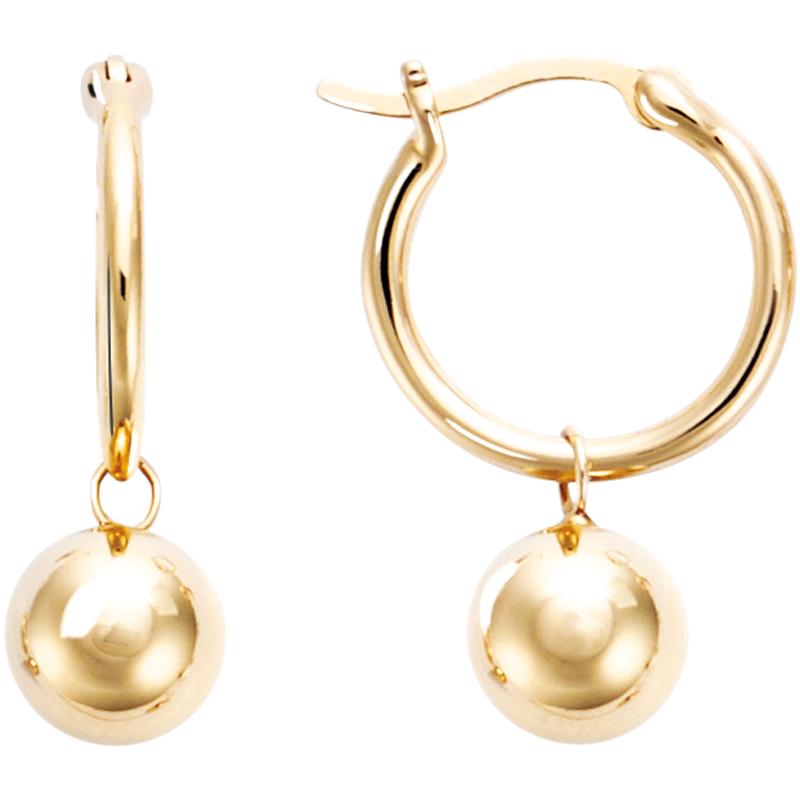 JFB法国进口18K厚包金光面金珠耳环法式简约百搭时尚通勤精致优雅