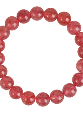 普陀山天然草莓晶招桃花手串女