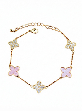 法式轻奢锆石四叶草手链女