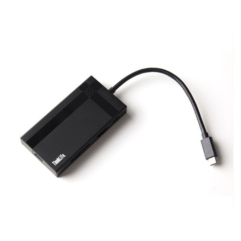 thinkplus 联想Type-C扩展坞HDMI千兆网口PD快充SD/TF笔记本LC08
