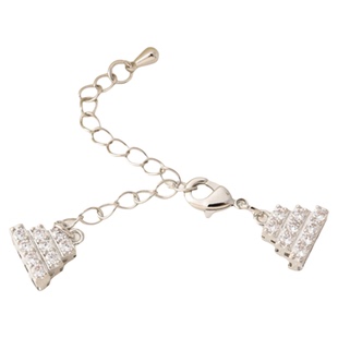 高保14K包金镶锆石金字塔双排三排收尾延长链手工diy手链龙虾扣头