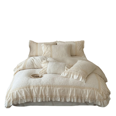 法式雕花奶油风加厚牛奶绒四件套