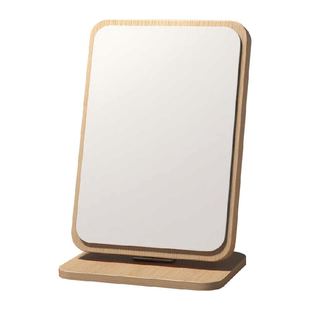 千屿化妆镜台式桌面可立学生宿舍旋转大方镜子便携木质梳妆台折叠