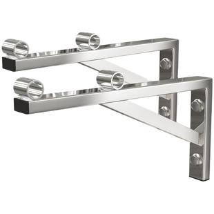 304不锈钢三角架置物架固定式晾衣杆侧装窗户外晒衣杆支架法兰座