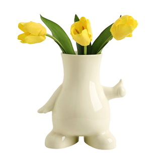 Ins奶油风陶瓷花瓶小摆件郁金香仿真花花器客厅插花轻奢软装饰品