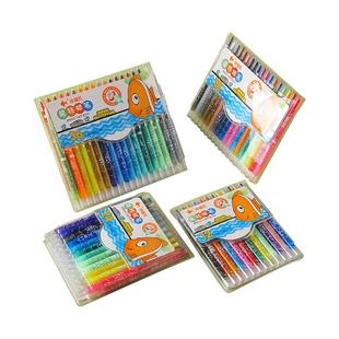 小鱼儿旋转油画棒细儿童蜡笔不脏手安全无毒炫彩24色36色画笔丝滑绘画棒浓重彩幼儿园水彩笔小学生专用不沾化