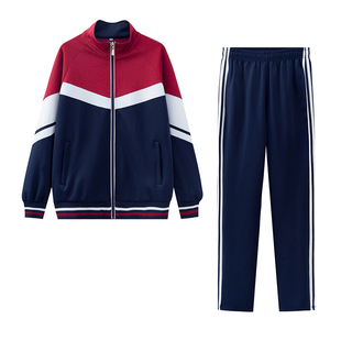 夏季初中生高中生校服班服套装春秋季三件套纯棉短袖学院风运动服