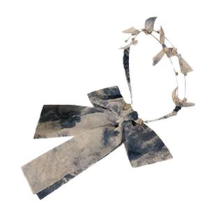 复古蓝色飘带编发发箍女2025新款高级感发带绑发丝巾头箍一体发卡