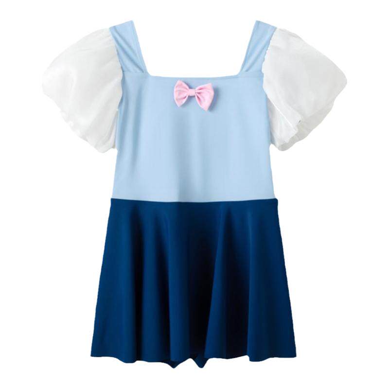 巴拉巴拉女童连体泳衣中大童公主泡泡袖短裙儿童防晒泳裙夏季薄款