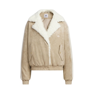 adidas阿迪达斯三叶草毛翻领棉衣袄春女蛇年新年短棉服JL8439