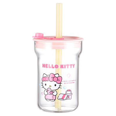 HelloKitty玻璃杯带吸管水杯可爱