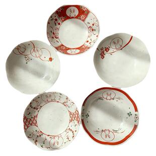 现货日本美浓烧陶器赤绘花兔餐具碗钵马克杯套装新婚乔迁礼物