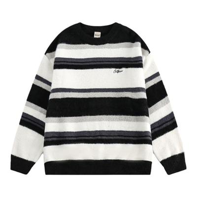 港仔文艺男秋季条纹毛衣