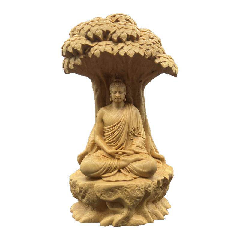 黄杨木雕悟道菩提树下释迦牟尼佛