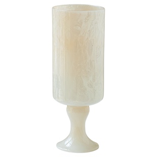 法式艺术奶油高脚手工琉璃花瓶中古风灯客厅插花摆件水养插鲜花器