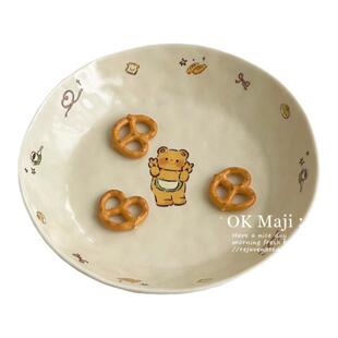 甜品盘子高颜值餐具可爱碗盘菜盘家用陶瓷深盘ins风西餐餐盘套装