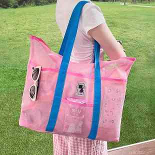 沙滩包儿童挖沙工具网兜手提大容量海边装备外出游泳包玩具收纳袋