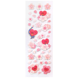 BT21防弹少年团樱花系列咕卡贴纸手账手机壳电脑文具装饰画无胶痕