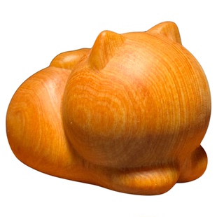 天然太行崖柏木雕无脸猫趴趴猫高油老料手把件文玩卡通可爱小摆件