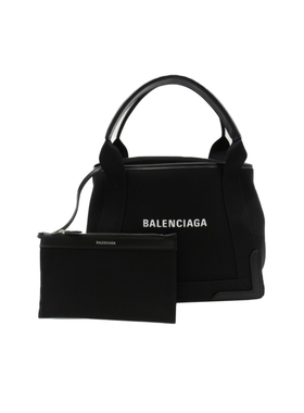 中古Balenciaga巴黎世家女包S级99新Small Cabas字母黑色托特包