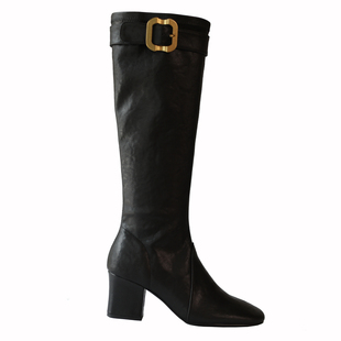 【benefanfan】2025新款弹力靴女YB开发过膝粗跟瘦瘦真皮高跟长靴