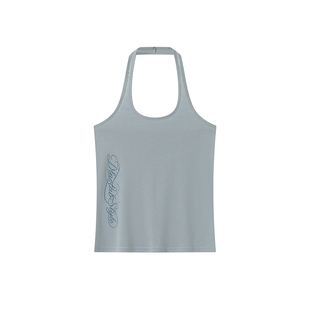 大佬街舞潮牌原创慵懒感天丝'烫钻挂脖背心'露背百搭宽松上衣B149