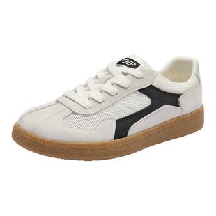 百丽女鞋子撞色德训鞋女新款厚底增高网面透气休闲板鞋B2587AM5