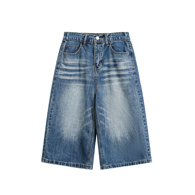 TIRED美式复古宽松牛仔七分裤夏季oversize工装短裤街头休闲裤子