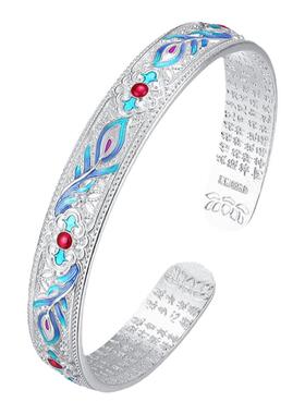 实心精工凤凰手镯足银小众女