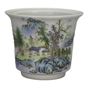 中式复古粉彩菖蒲多肉文竹小花盆仿古瓷器古玩古董收藏多款盆可选