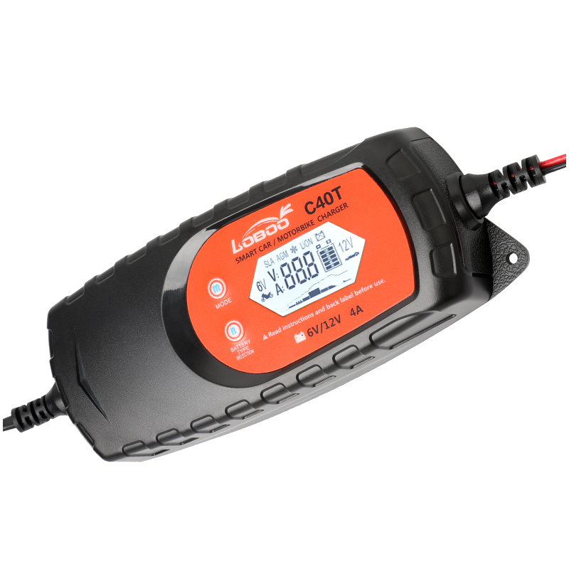 LOBOO萝卜摩托车电瓶充电器通用12v锂电池铅酸蓄电池全自动智能6V