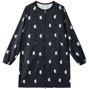 大人防水罩衣女秋冬防脏美发罩衫厨房家用做饭长袖围裙时尚工作服