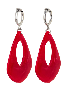欧美夸张红色水滴树脂无耳洞耳夹